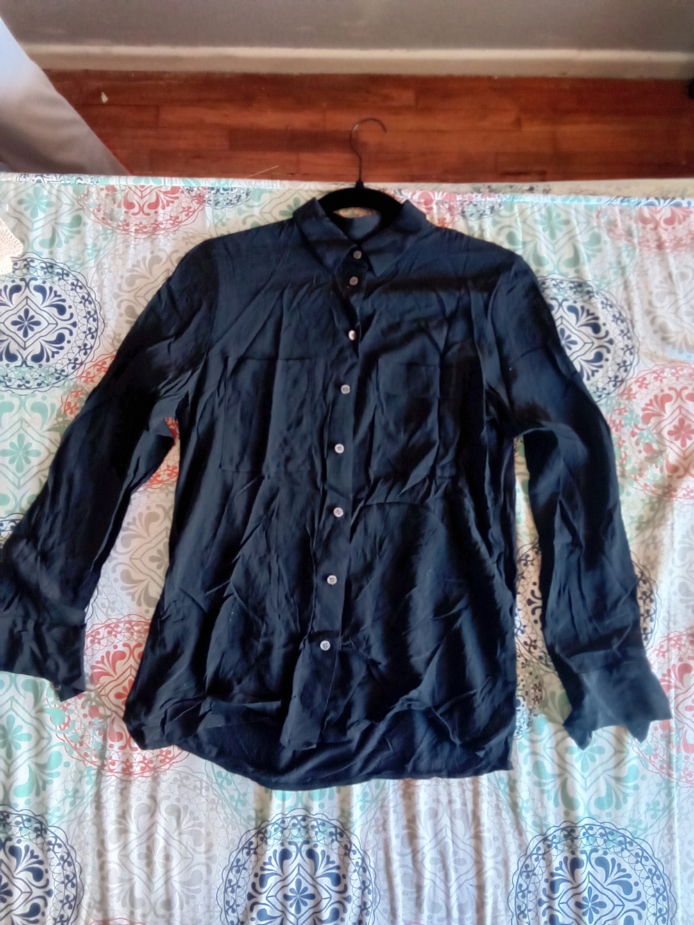 Club Monaco Black Button-Front Blouse